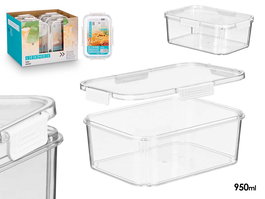 Leknes Fiambrera Rectangular Hermética Blanca 950ml 20.5x7.8x14cm (Set de 24)