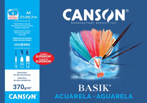 Lamina Guarro-Canson Acuarela Y Tempera Basik 370G Mini-Pack De 6 A4 (Set de 20) Lamina Guarro-Canson Acuarela Y Tempera Basik 370G Mini-Pack De 6 A4 (Set de 20)