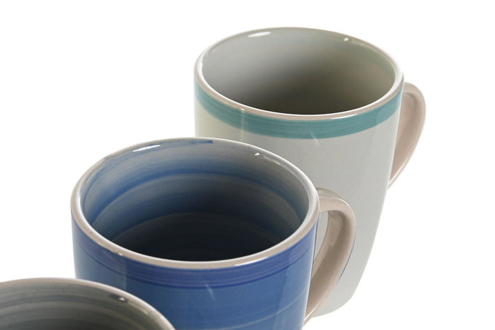 DKD Home Decor Taza Básicos Gres Azul Celeste 360 ml Apto Microondas y Lavavajillas 12.5 x 8.5 x 11 cm (12 Unidades)