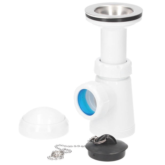 Gifont Sifón de botella corto extensible salida Ø40mm con reductora Ø32mm para lavabo o bidet