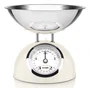 Haeger KS-CME.009A Báscula de Cocina Mecánica, Color Crema y Acero Inoxidable, Capacidad 5 kg con Precisión de 20 g, Con Tazón Extraíble para Encimera