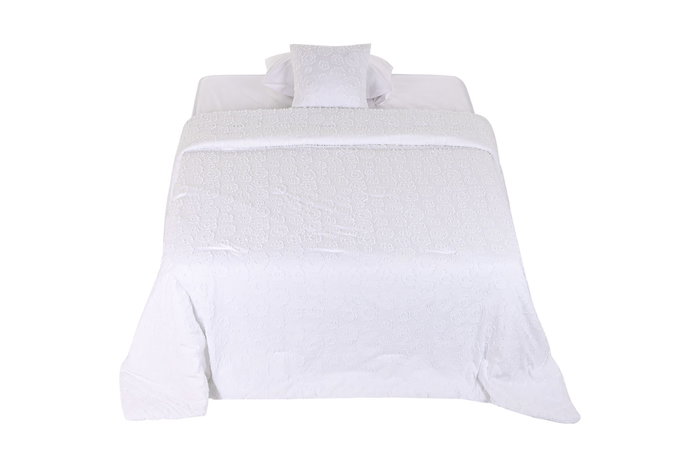 DKD Home Decor Colcha Boho Blanco 260 x 180 cm Poliester Bordado