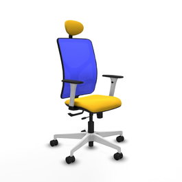 PIQUERAS Y CRESPO Silla de oficina Motilla con mecanismo Sincro/Traslack, Amarillo y Azul