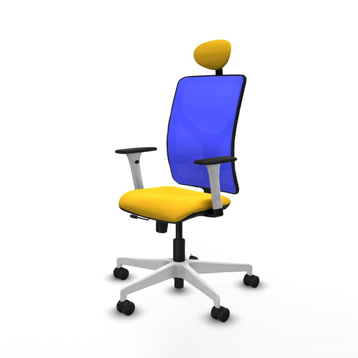 PIQUERAS Y CRESPO Silla de oficina Motilla con mecanismo Sincro/Traslack, Amarillo y Azul