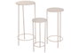 DKD Home Decor Set de 3 Mesitas Auxiliares de Metal Crema con Bolas