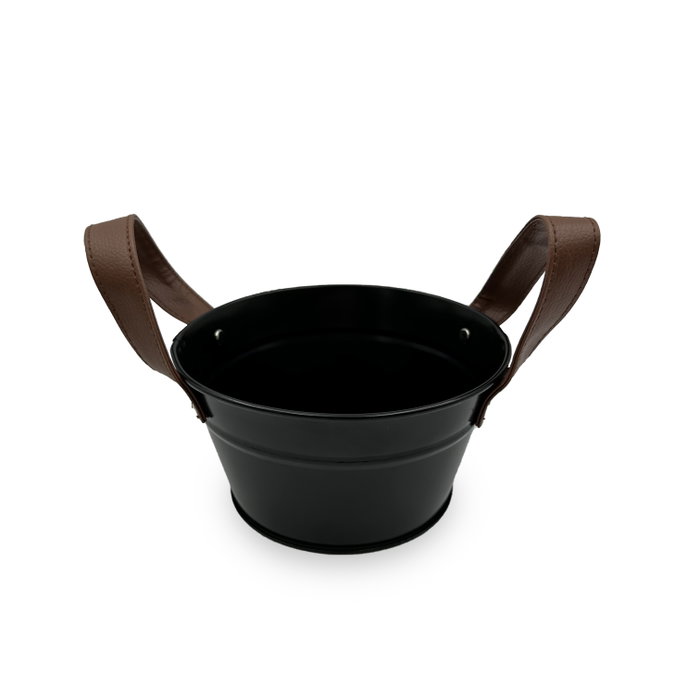 Inde Cubo Metal Redondo Asas Piel Black 15 cm (24 Unidades) Inde Cubo Metal Redondo Asas Piel Black 15 cm (24 Unidades)