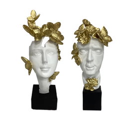DKD Home Decor Figura de Resina Cara Surtida