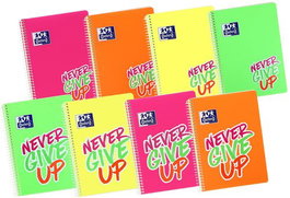 Bloc Oxford Neon Never Give Up Tapa Pp Fº 80H Cuadric.4X4 90G Surtido (Set de 24)