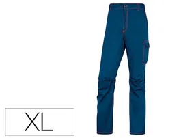 Deltaplus Pantalón de Trabajo Panostyle Elástico 5 Bolsillos Azul Marino/Naranja Talla XL