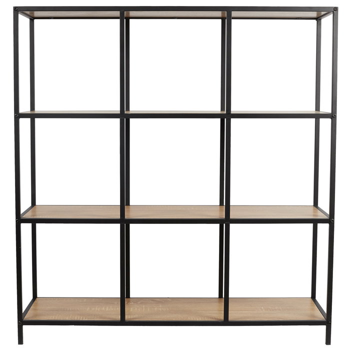 Home Deco Factory Estantería Loka con 9 Compartimentos Mueble Almacenamiento Madera MDF y Hierro 99x32x105,5 cm