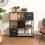 Home Deco Factory Estantería Loka con 9 Compartimentos Mueble Almacenamiento Madera MDF y Hierro 99x32x105,5 cm