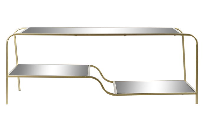 DKD Home Decor Mesa Centro Dorado Metal Espejo 120 x 60 x 45 cm
