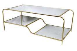 DKD Home Decor Mesa Centro Dorado Metal Espejo 120 x 60 x 45 cm