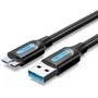 Vention Cable USB 3.0 COBPD 50 cm, Macho a Micro USB Macho, Negro, Doble Apantallado