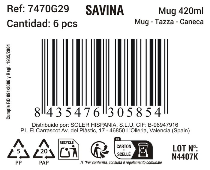 La Mediterranea Taza Savina 420ml