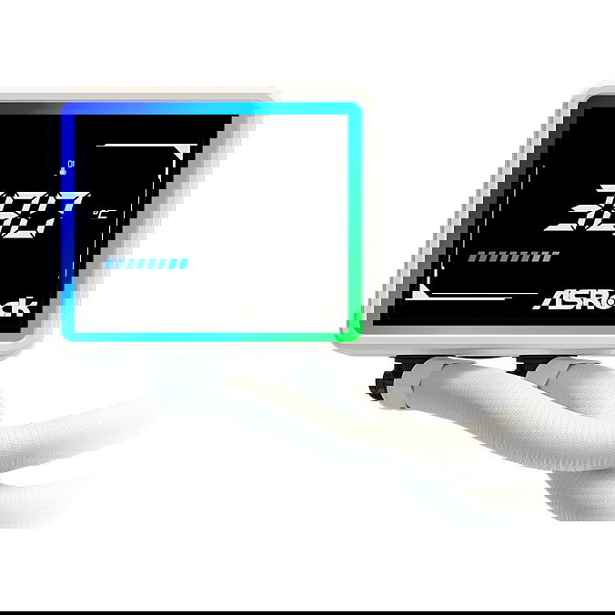 ASRock Challenger White 360 Digital Kit de Refrigeración Líquida AIO, 3 Ventiladores de 120 mm RGB, Pantalla LCD 3", Blanco, Compatible con AM4/AM5/LGA1700/LGA1851