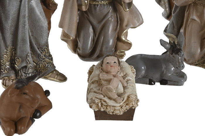 DKD Home Decor Nacimiento Navidad Tradicional Resina Multicolor Set 9 Piezas 18 x 5 x 8 cm