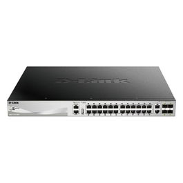 D-Link Switch de Capa 3 Gestionado DGS-3130, 24 Puertos Gigabit PoE+ (370W), 4 Puertos SFP+ 10G, Rackable, Apilable