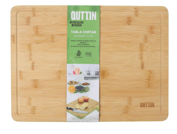 Quttin Tabla de Cortar de Bambú con Borde de Color (6 Unidades) 39.5 x 30 cm