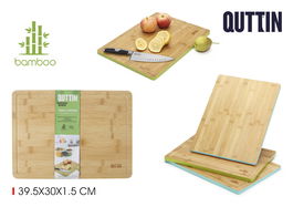 Quttin Tabla Cortar Bambú con Borde de Color 39.5 x 30 cm (6 Unidades)