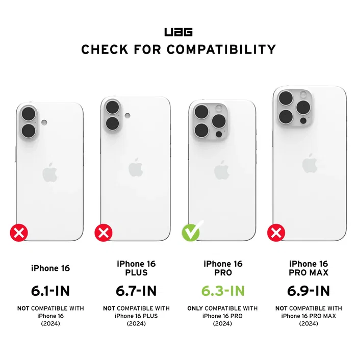 Urban Armor Gear Funda Plyo para Apple iPhone 16 Pro (6.3") - Plata Transparente - TPU con Protección Anti-caídas y Compatible con MagSafe