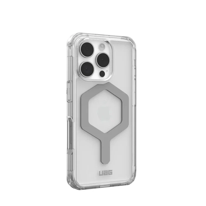 Urban Armor Gear Funda Plyo para Apple iPhone 16 Pro (6.3") - Plata Transparente - TPU con Protección Anti-caídas y Compatible con MagSafe