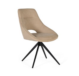 Giner Y Colomer Lote de 2 Sillas Giratorias Tapizadas en Tela Beige con Estructura de Acero Negro