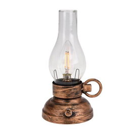 Basics Farol LED de metal y cristal con batería 20 cm