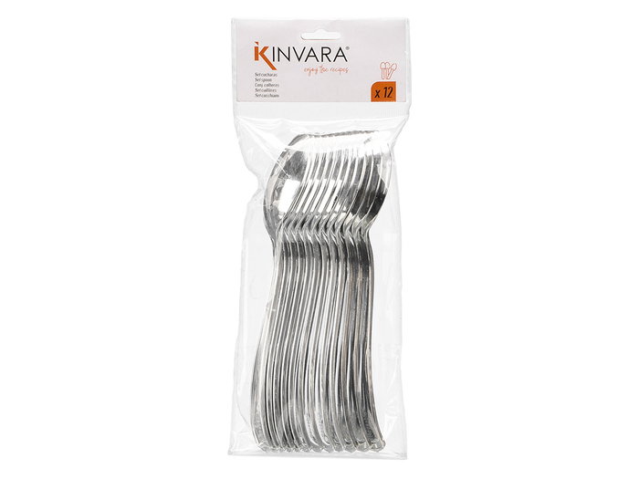 KINVARA Set 12 Cucharas de Plástico Plateado 9.5 x 24 x 3.5 cm (Set de 48)