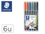 Staedtler 317 Rotulador Lumocolor Permanente Punta de Fibra para Retroproyeccion, Estuche 6 Colores, Punta Media