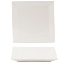 Summa NOUBON Plato Llano Cuadrado de Porcelana, 26x26 cm, Color Marfil (Set de 6)