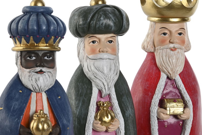DKD Home Decor Set de 3 Figuras de los Reyes Magos en Resina Multicolor