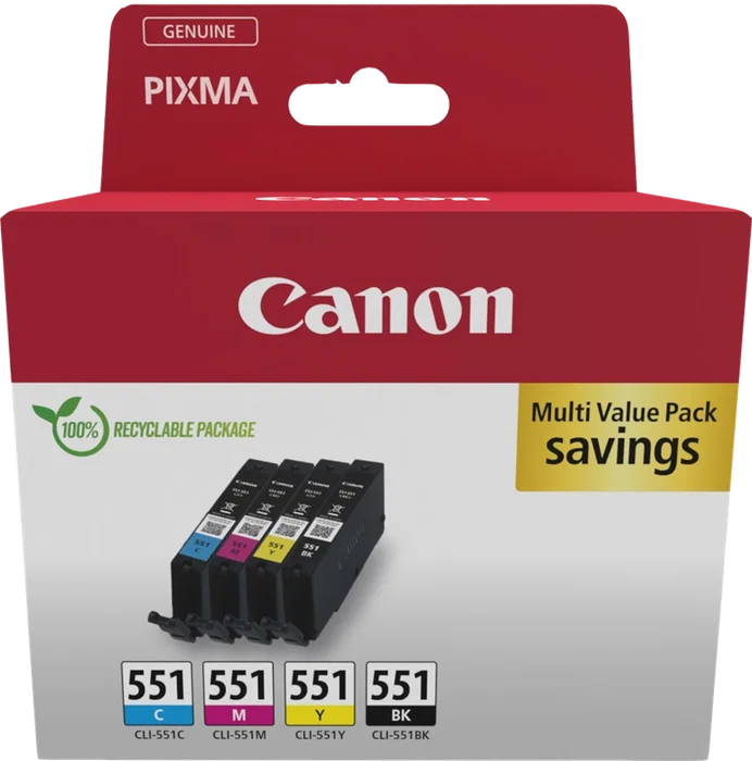 Canon CLI-551 Multipack de Tinta (BK/C/M/Y)