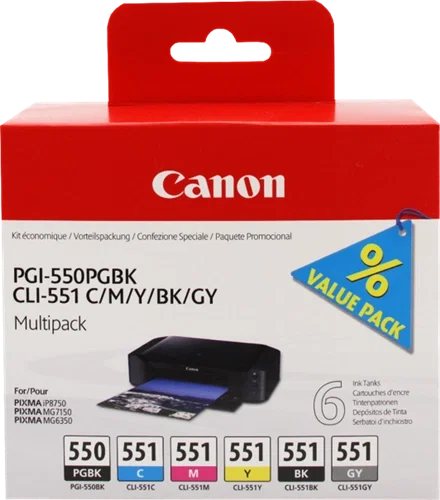 Canon CLI-551 Multipack de Tinta (BK/C/M/Y)