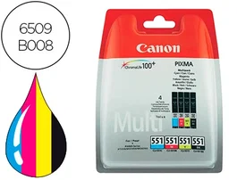 Canon 551 Pack 4 Tintas Originales Ink-jet c/m/y/bk para Pixma IP8750, IX6850, MG5550, MG6450, MG7150, MX725, MX925