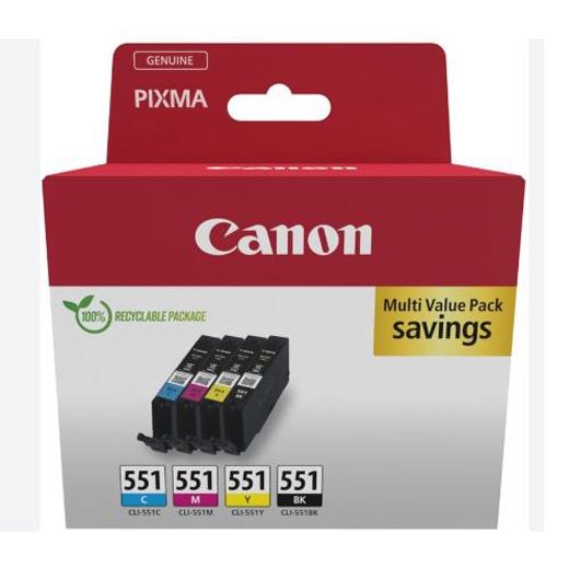 Canon CLI-551 Multipack de Tinta (6509B015) - Negro, Cian, Magenta, Amarillo