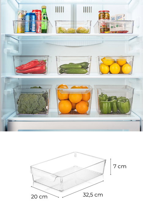 Hermia Set Organizador Nevera 726 (3 Piezas) Plástico Libre de BPA Transparente 20 x 32.5 x 7 cm