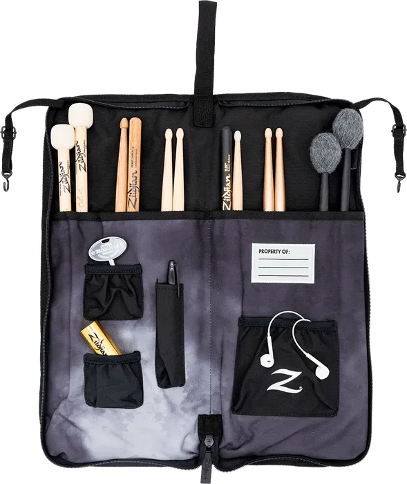 Zildjian Funda Baquetas Estudiante Black Rain Cloud Acolchada Nylon Resistente Múltiples Bolsillos
