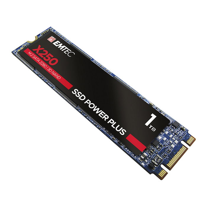 EMTEC X250 SSD Interno M.2 SATA III de 1 TB - 520 MB/s Lectura, 500 MB/s Escritura, 6 Gb/s, SMART, TRIM, ECC