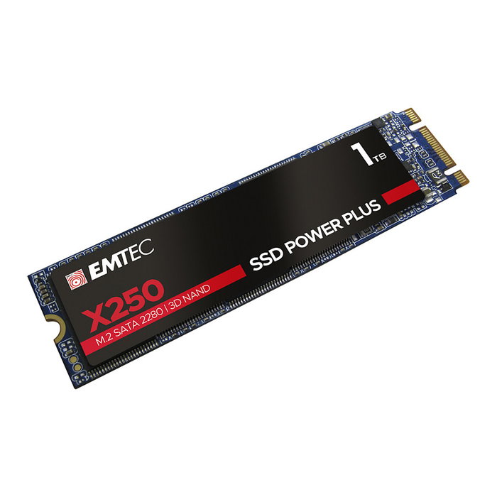 EMTEC X250 SSD Interno M.2 SATA III de 1 TB - 520 MB/s Lectura, 500 MB/s Escritura, 6 Gb/s, SMART, TRIM, ECC