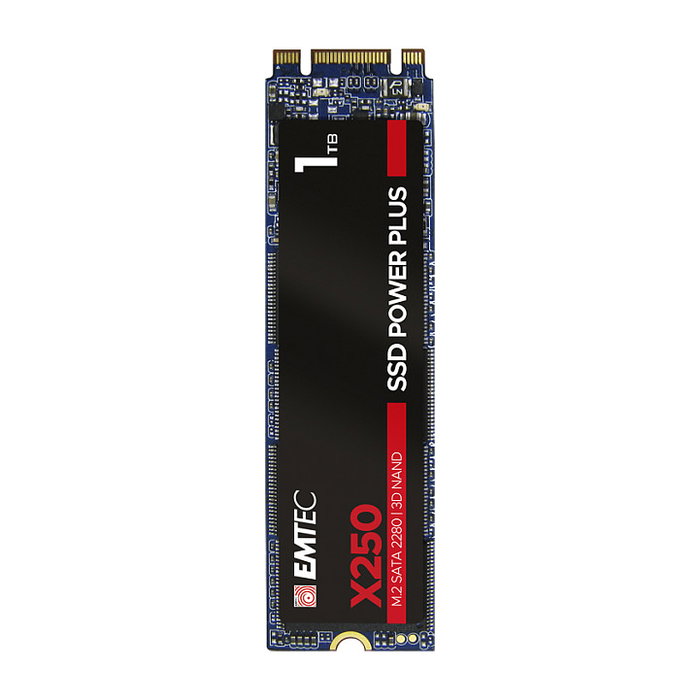 EMTEC X250 SSD Interno M.2 SATA III de 1 TB - 520 MB/s Lectura, 500 MB/s Escritura, 6 Gb/s, SMART, TRIM, ECC
