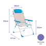 Marbueno Silla Plegable 5 Posiciones Aluminio con Cojin Beige/Azul Playa y Piscina 67X66X99 cm 10174