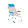 Marbueno Silla Plegable 5 Posiciones Aluminio con Cojin Beige/Azul Playa y Piscina 67X66X99 cm 10174