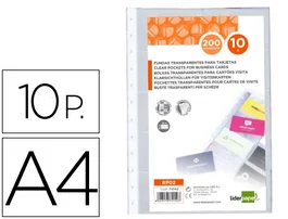 Liderpapel Recambio Fundas Tarjetero DIN A4, Bolsa 10 Hojas, Capacidad 20 Tarjetas por Hoja, Negro, 255 x 310 mm