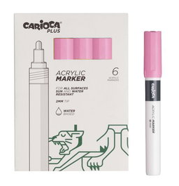 Rotulador Acrilico Carioca Plus Caja De 6 Rosa