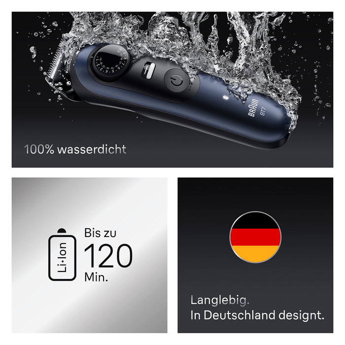 Braun Series 7 BT7520 Recortador de Barba 40 Longitudes Negro Azul - A Prueba de Agua, Recarga por Estación Base, 6 Accesorios, Incluye Maletín Braun Series 7 BT7520 Recortador de Barba 40 Longitudes Negro Azul - A Prueba de Agua, Recarga por Estación Base, 6 Accesorios, Incluye Maletín