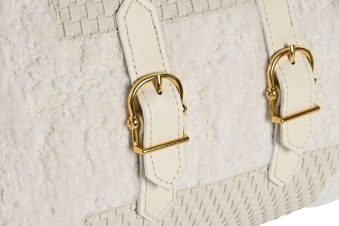DKD Home Decor Cojín Jacquard PU Blanco con Hebilla DKD Home Decor Cojín Jacquard PU Blanco con Hebilla