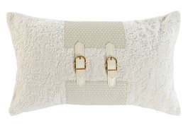 DKD Home Decor Cojín Jacquard PU Blanco con Hebilla