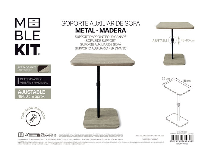 Inde Soporte Auxiliar para Sofá Ajustable 45x29x70 cm (4 Unidades)