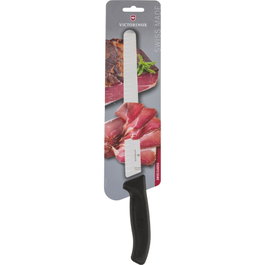 Victorinox Swiss Classic Schinkenmesser Cuchillo para jamón con hoja ondulada de 25 cm en negro/plata de acero inoxidable